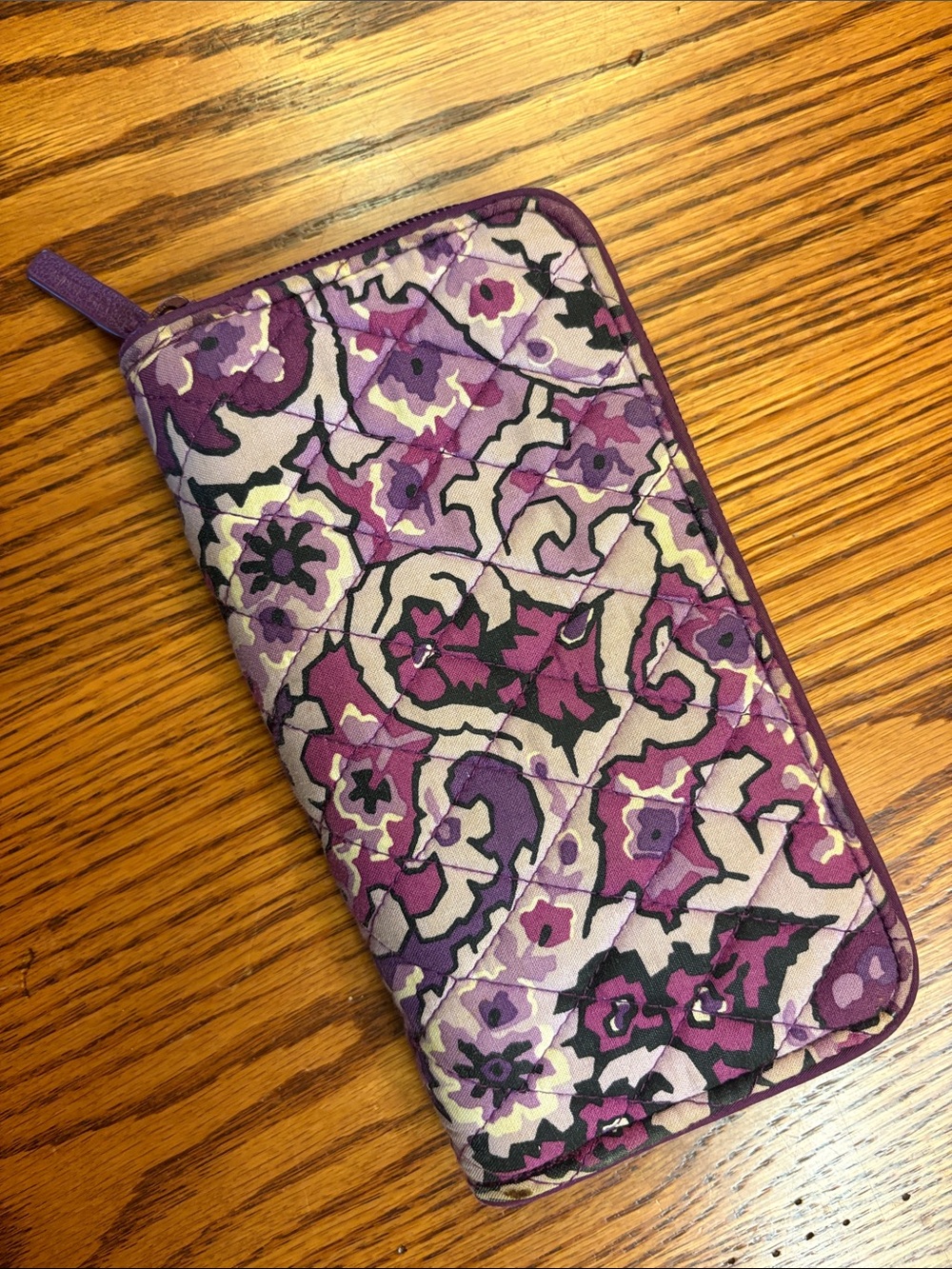 Vera Bradley Purple & Gray Floral Zip Around Wallet